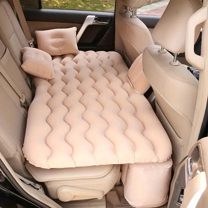 Cream Inflatable Car Air Bed Mattress with Air Pump, Two Pillow And Carry Bag