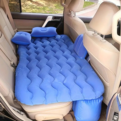 Blue Inflatable Car Air Bed Mattress with Air Pump, Two Pillow And Carry Bag