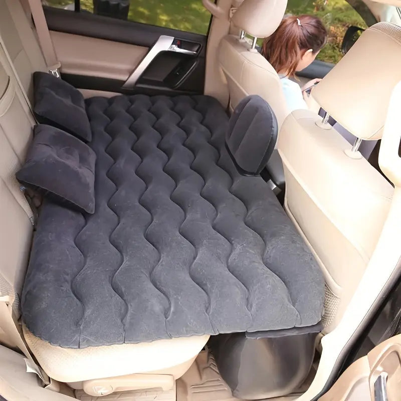 Black Inflatable Car Air Bed Mattress with Air Pump, Two Pillow And Carry Bag