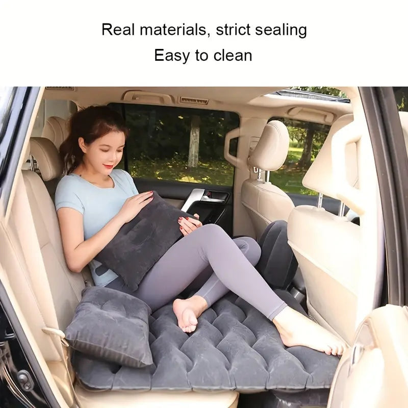 Black Inflatable Car Air Bed Mattress with Air Pump, Two Pillow And Carry Bag