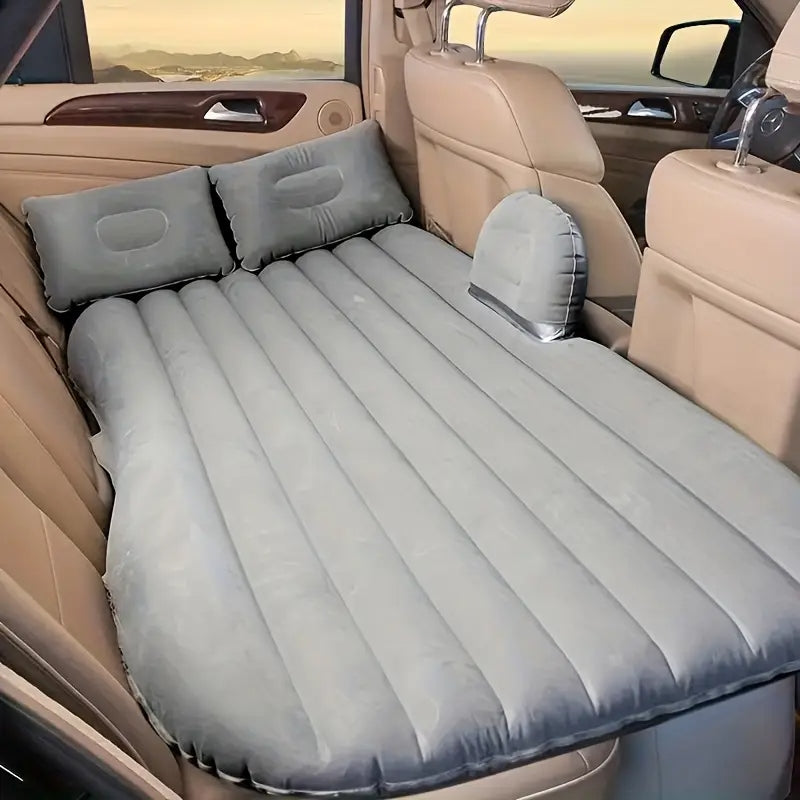 Gray Inflatable Car Air Bed Mattress with Air Pump, Two Pillow And Carry Bag